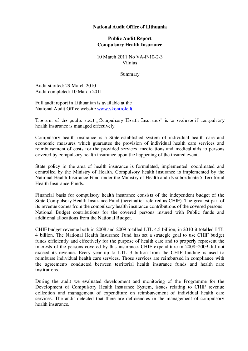 Compulsory Health Insurance