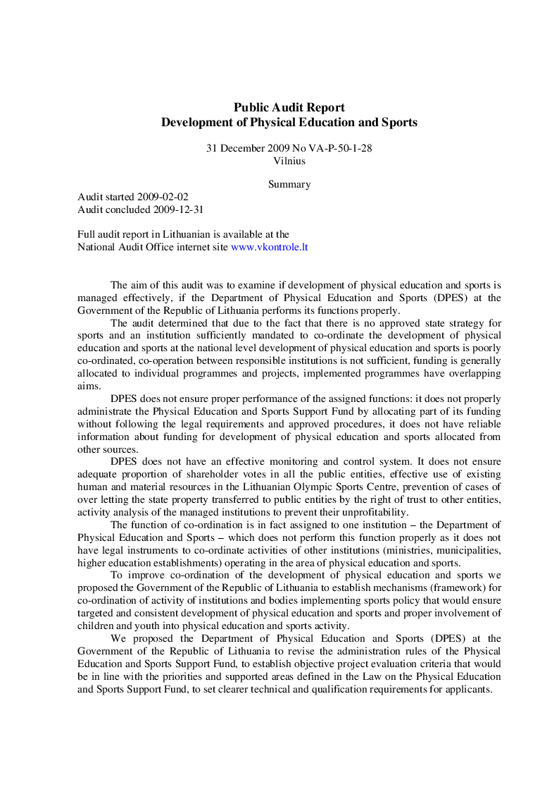Development of Physical Education and Sports
