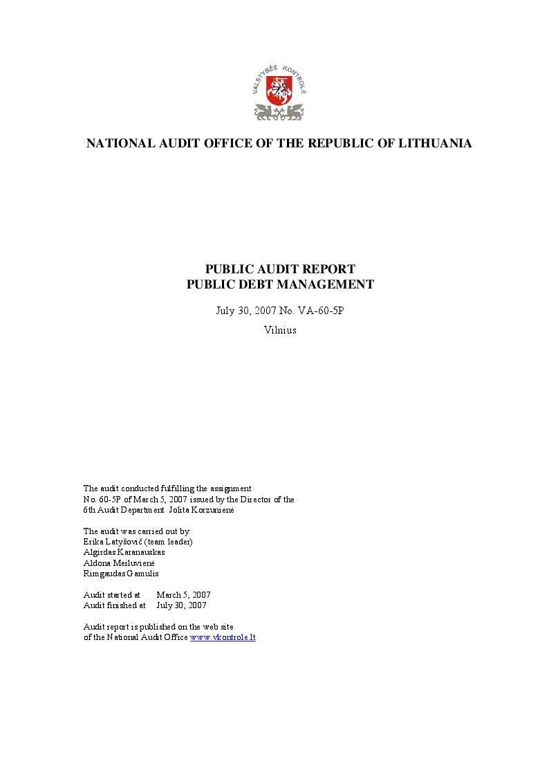 Management of Public Debt
