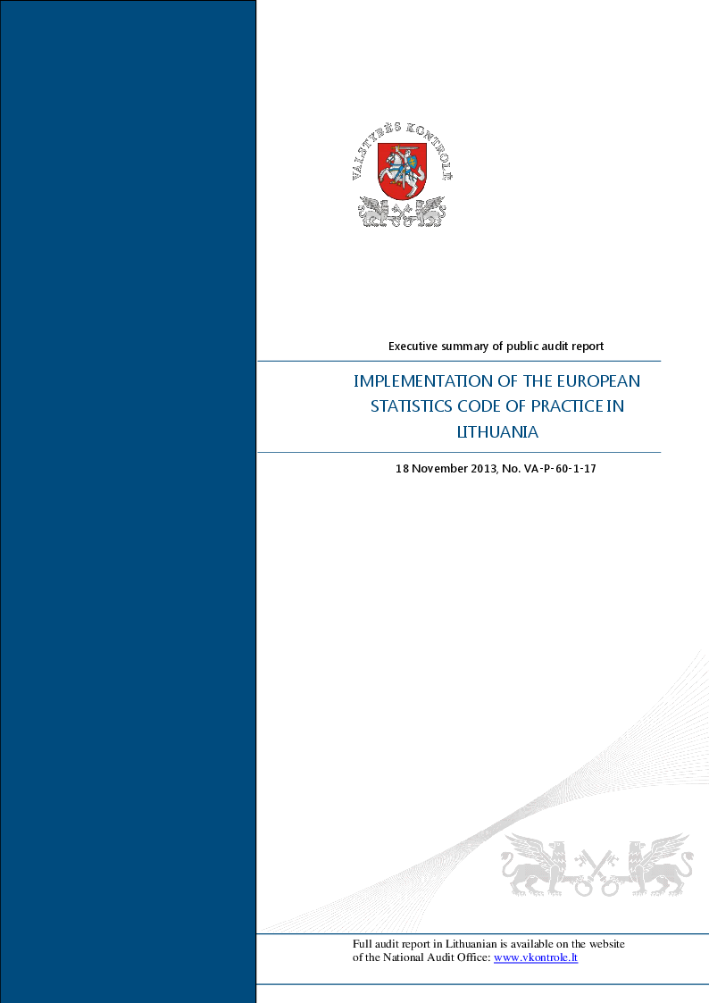 Implementation of the European statistics code of practice in Lithuania