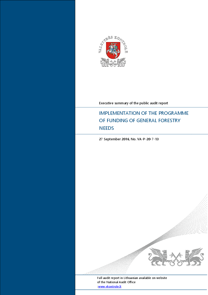 Implementation of the Programme of Funding of General Forestry Needs