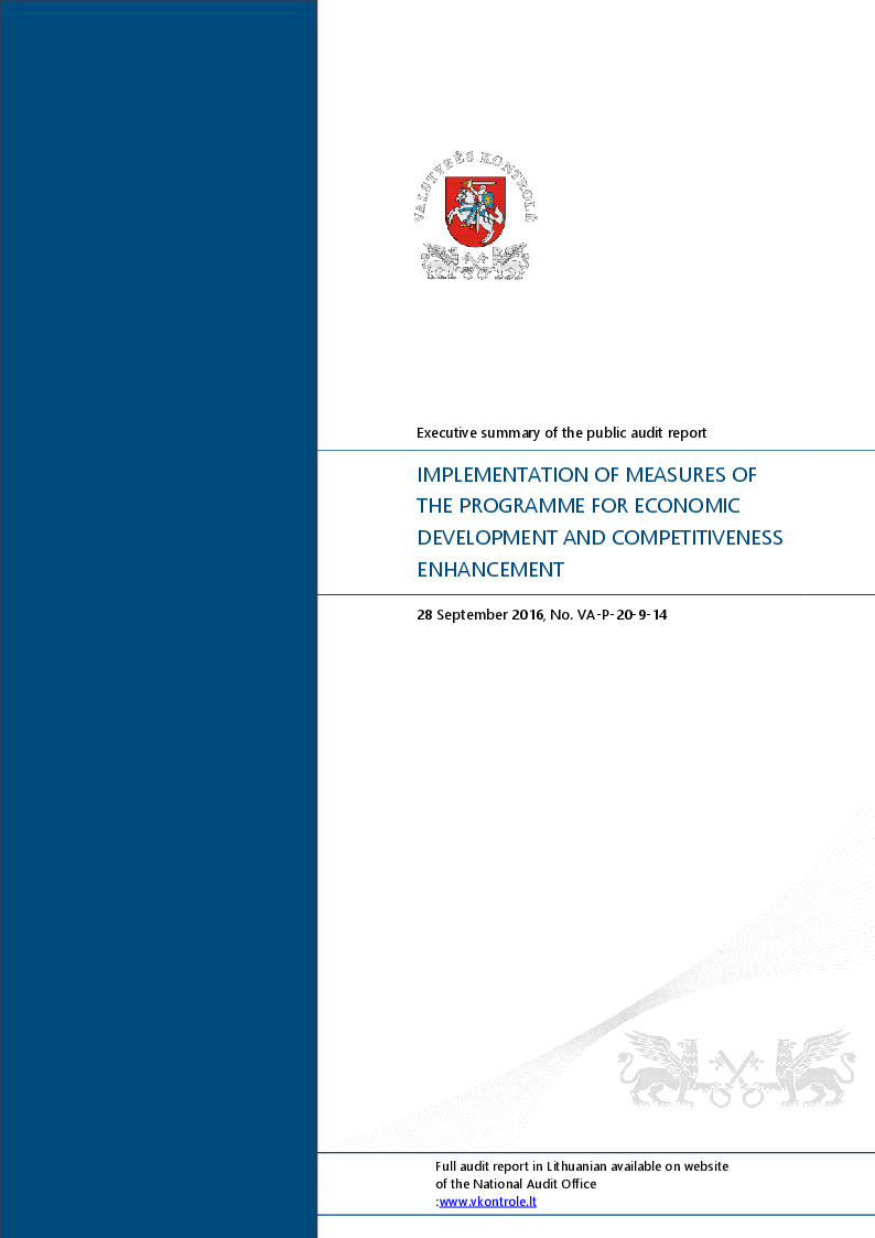 Implementation of measures of the programme for economic development and competitiveness enhancement