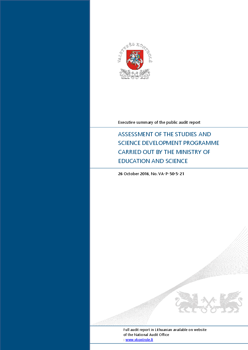Assessment of the Studies and Science Development Programme carried out by the Ministry of Education and Science