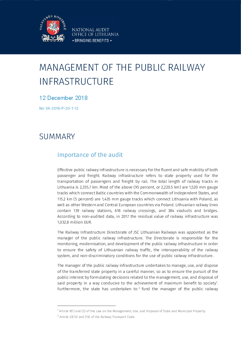 Management of the Public Railway Infrastructure