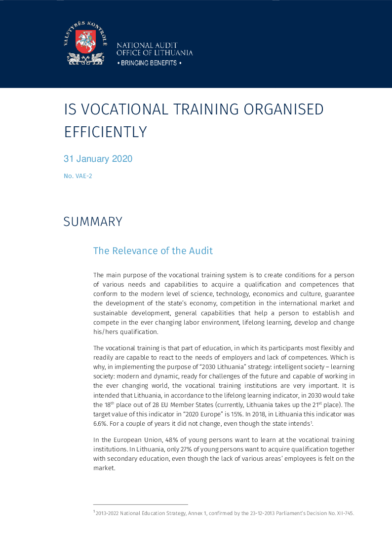 Is Vocational Training Organised Efficiently
