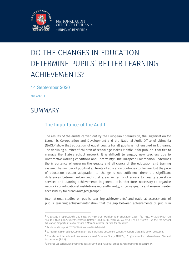 Do the Changes in Education Determine Pupils’ Better Learning Achievements?