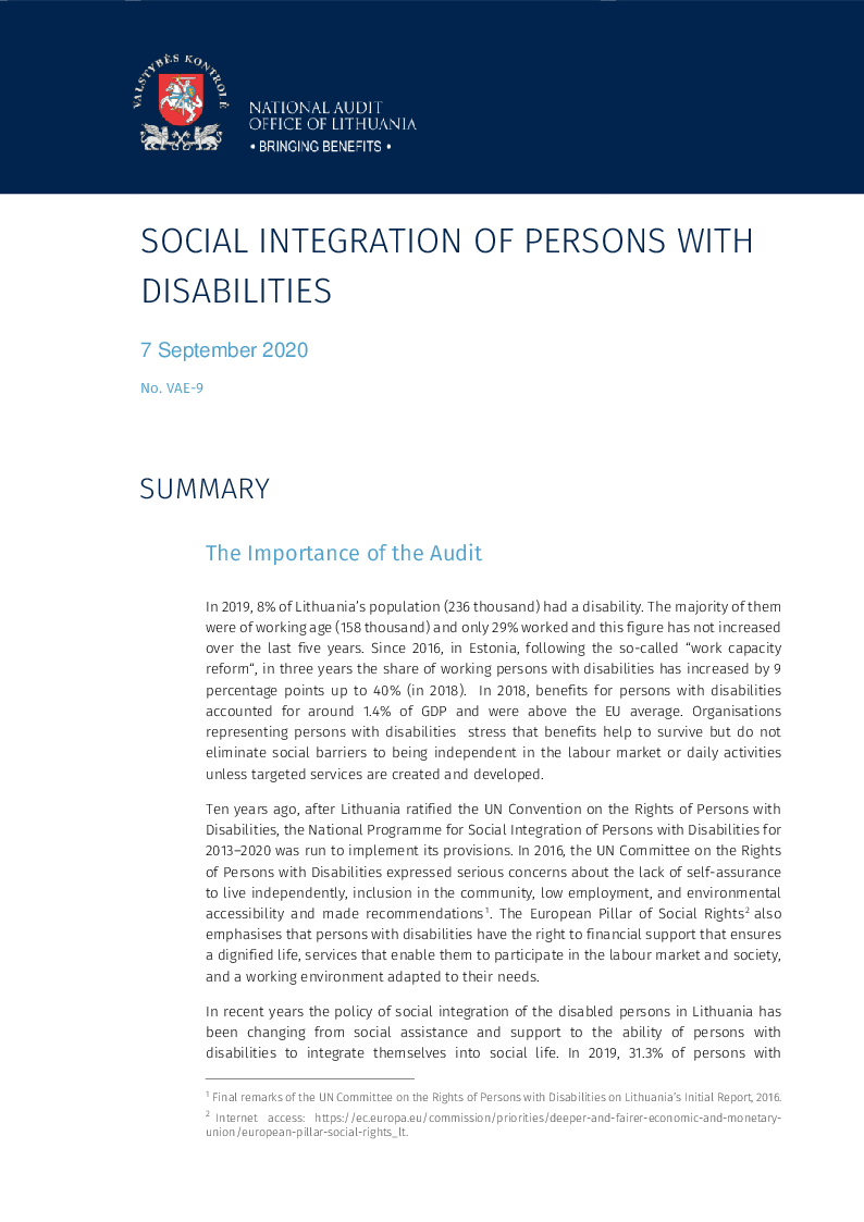 Social Integration of Persons with Disabilities