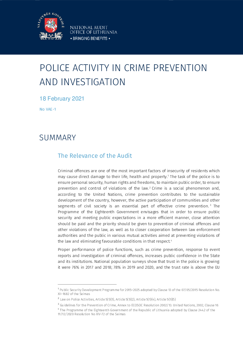 Police activity in crime prevention and investigation