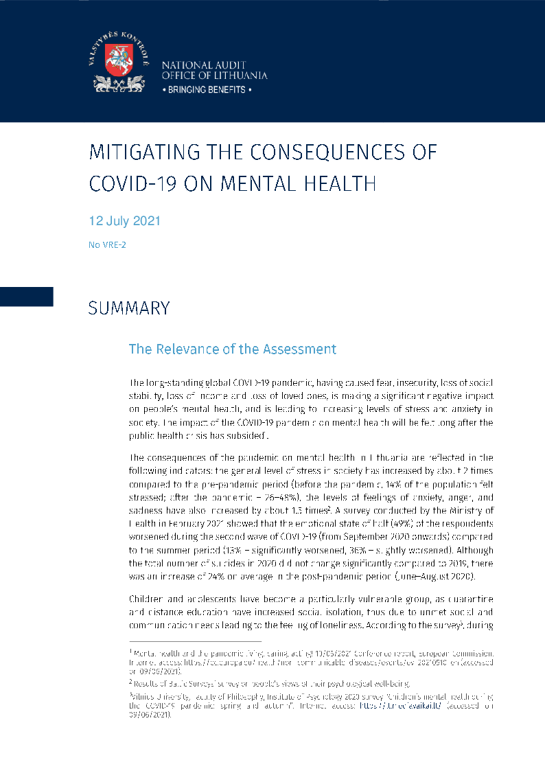 Mitigating the consequences of COVID-19 on mental health