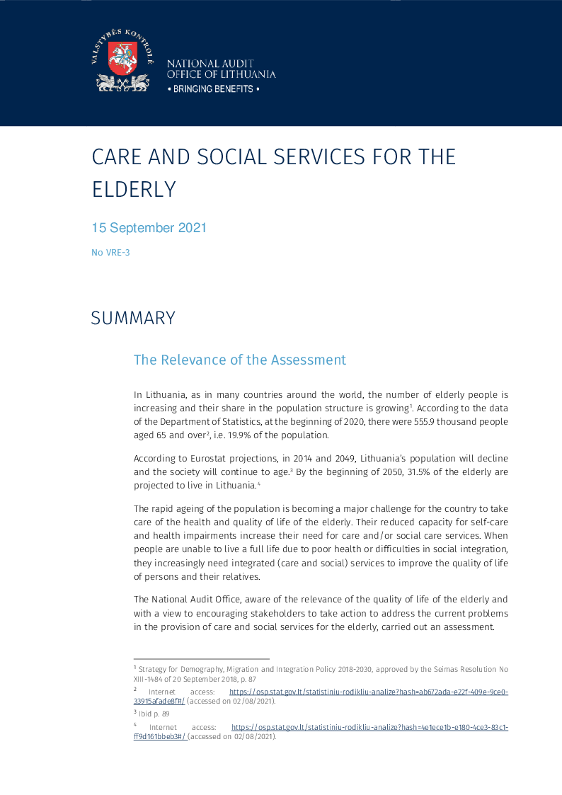 Care and Social Services for the Elderly