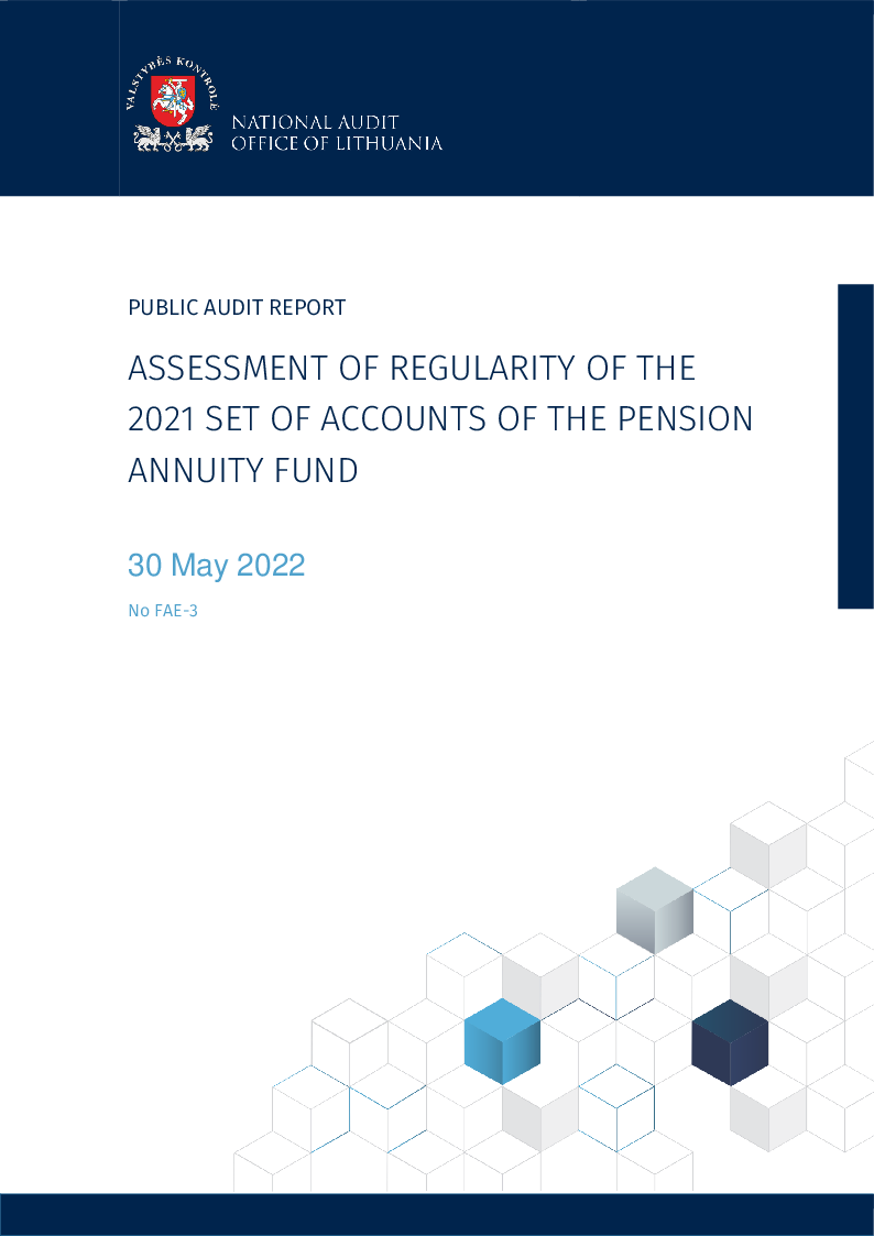 Assessment of regularity of 2021 set of accounts of the Pension annuity fund
