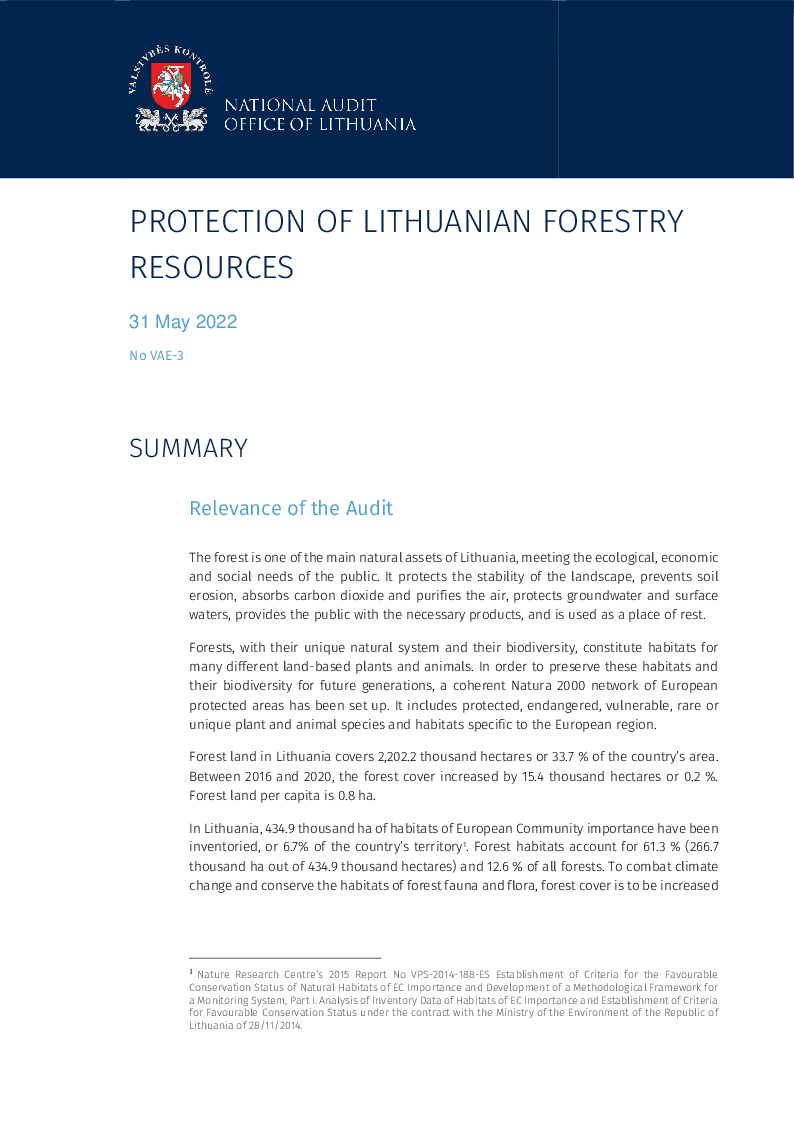 Protection of Lithuanian Forestry Resources