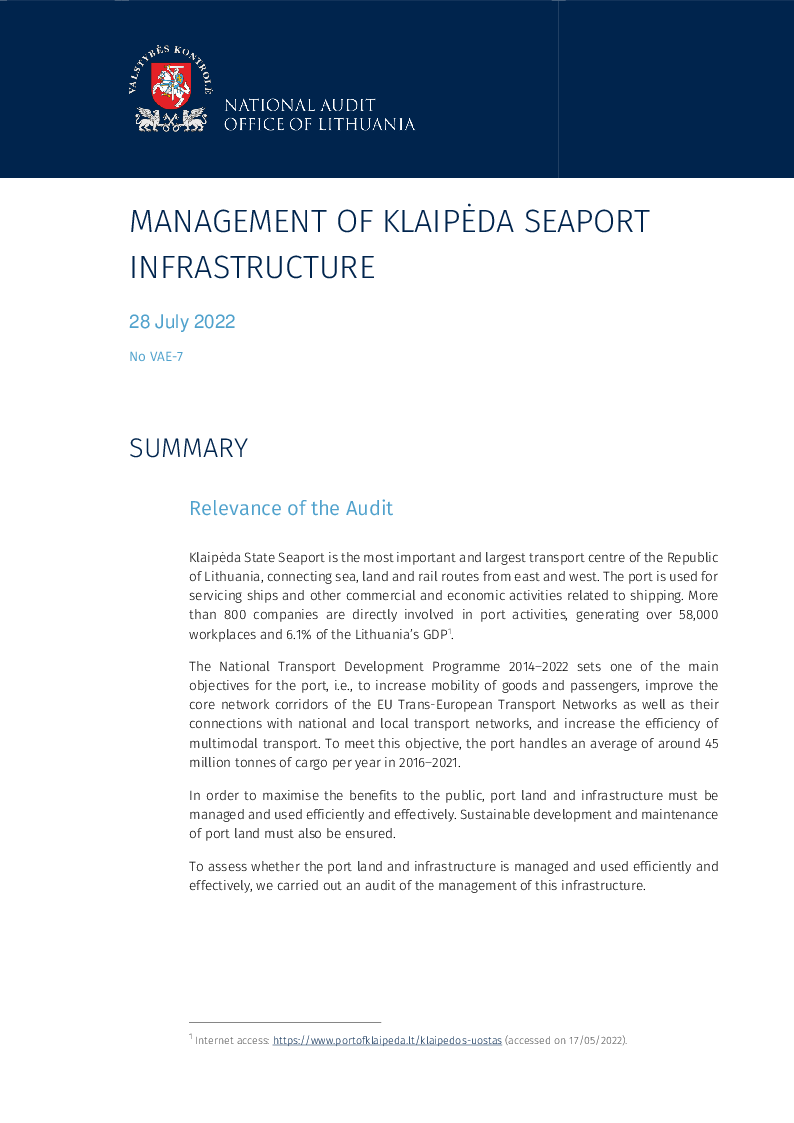 Management of Klaipėda Seaport Infrastructure