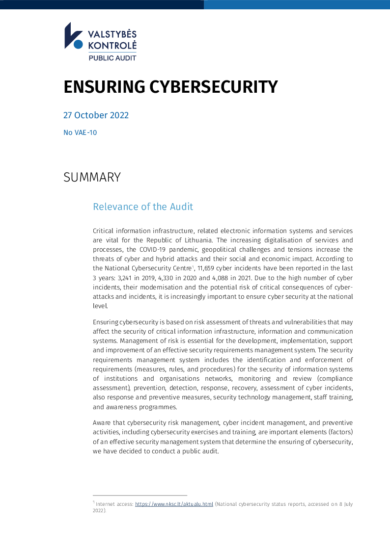 Ensuring cybersecurity