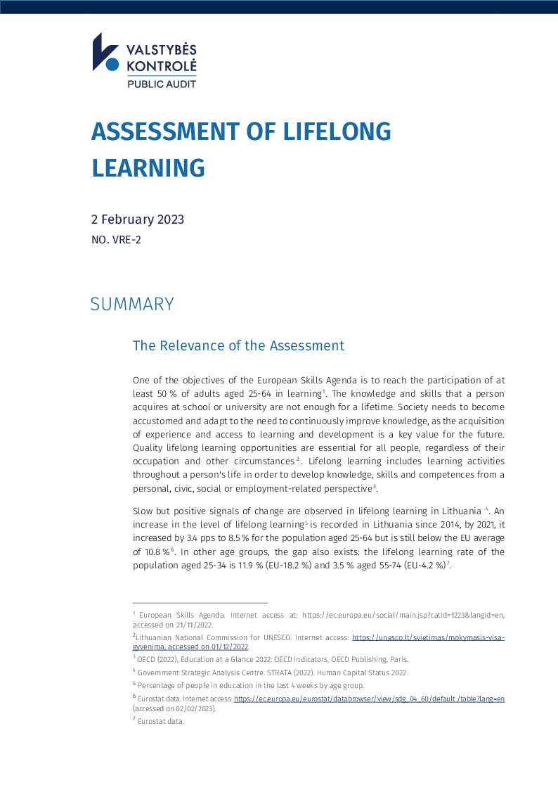 Assessment of lifelong learning
