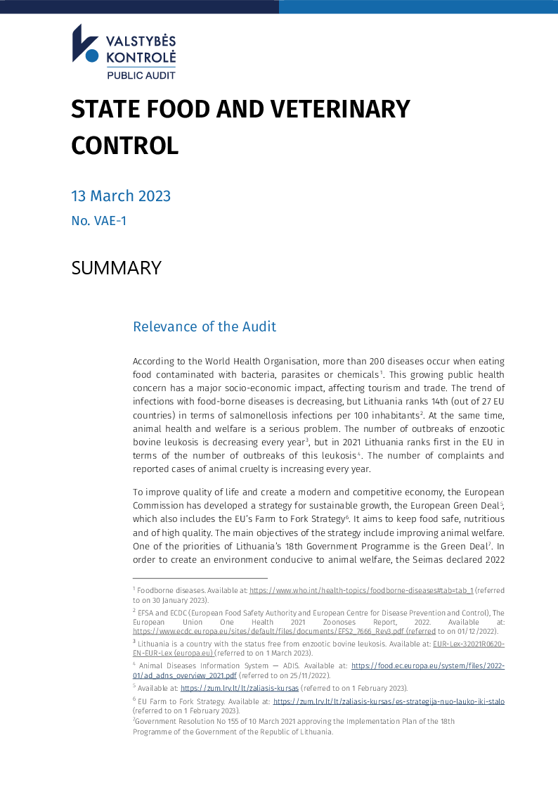 State Food and Veterinary Control