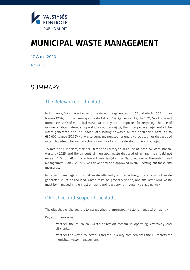 Municipal waste management