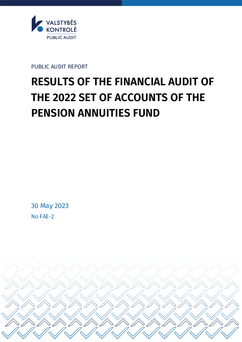 Results of the financial audit of the 2022 set of accounts of the Pension Annuities Fund