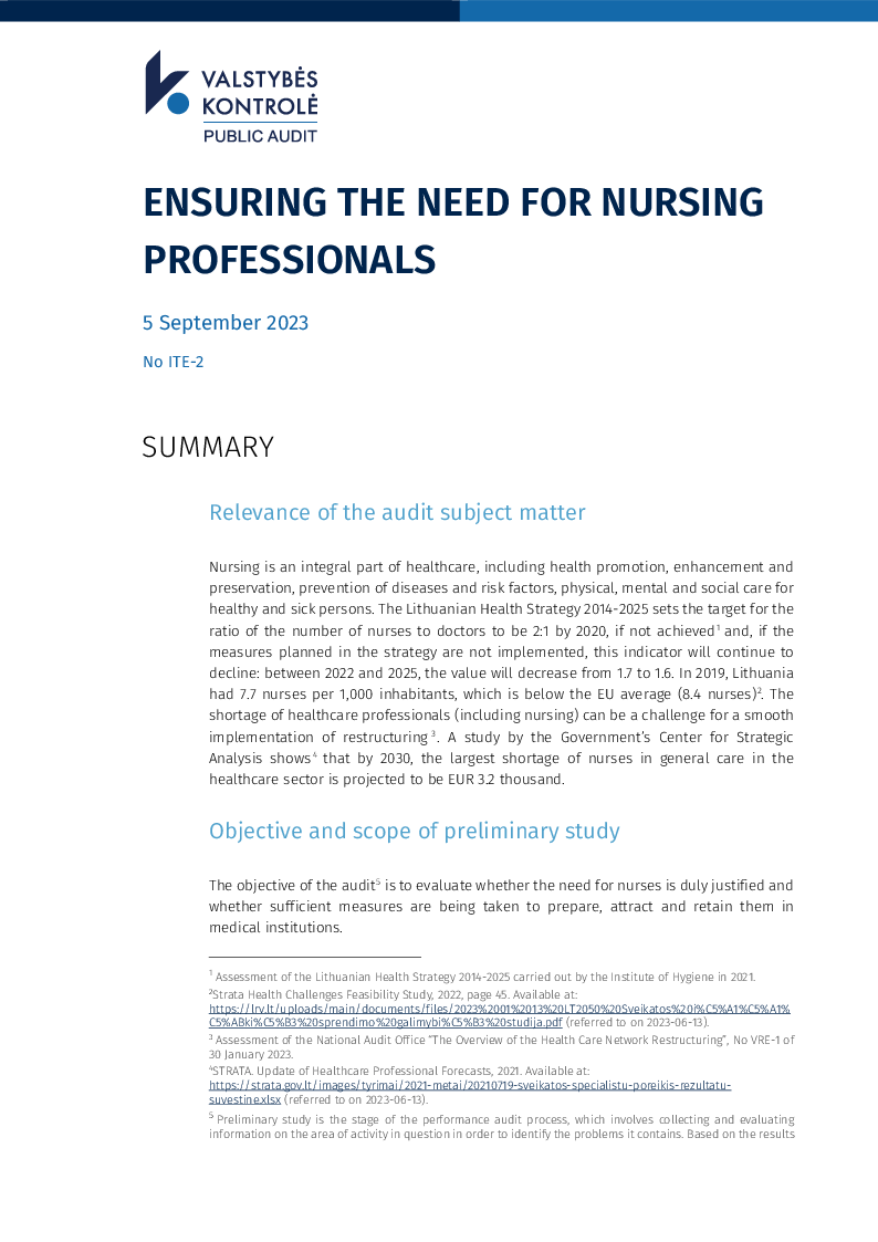 Ensuring the need for nursing professionals