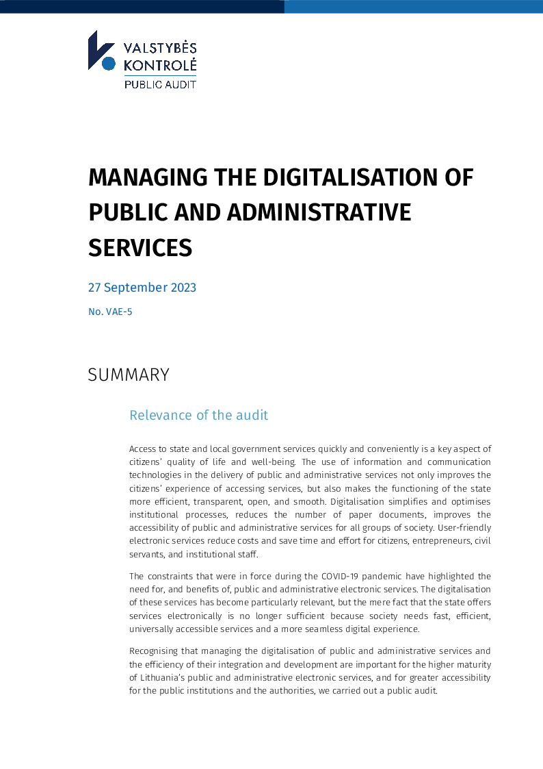 Managing the digitalisation of public and administrative services