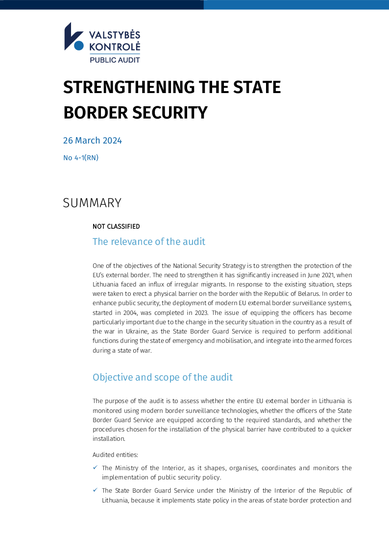 Strengthening the State border security