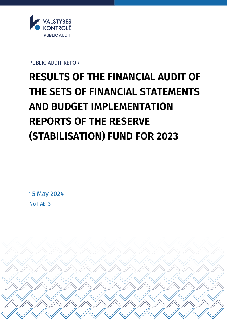 Results of the financial audit of the sets of financial statements and budget implementation reports of the Reserve (stabilization) Fund for 2023