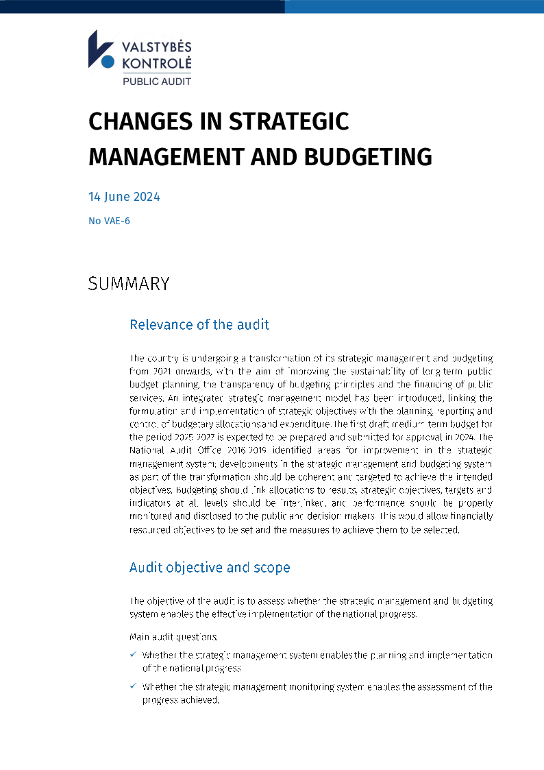 Changes in Strategic Management and Budgeting