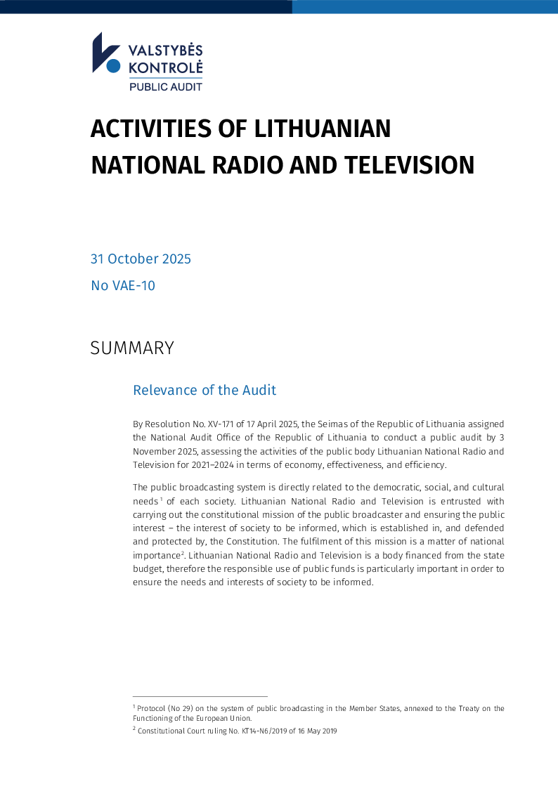 Activities of Lithuanian National Radio and Television