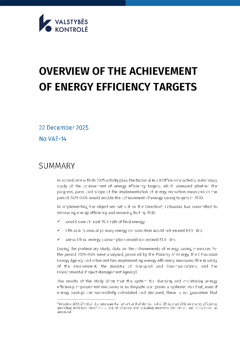 Overview of the achievement of energy efficiency targets