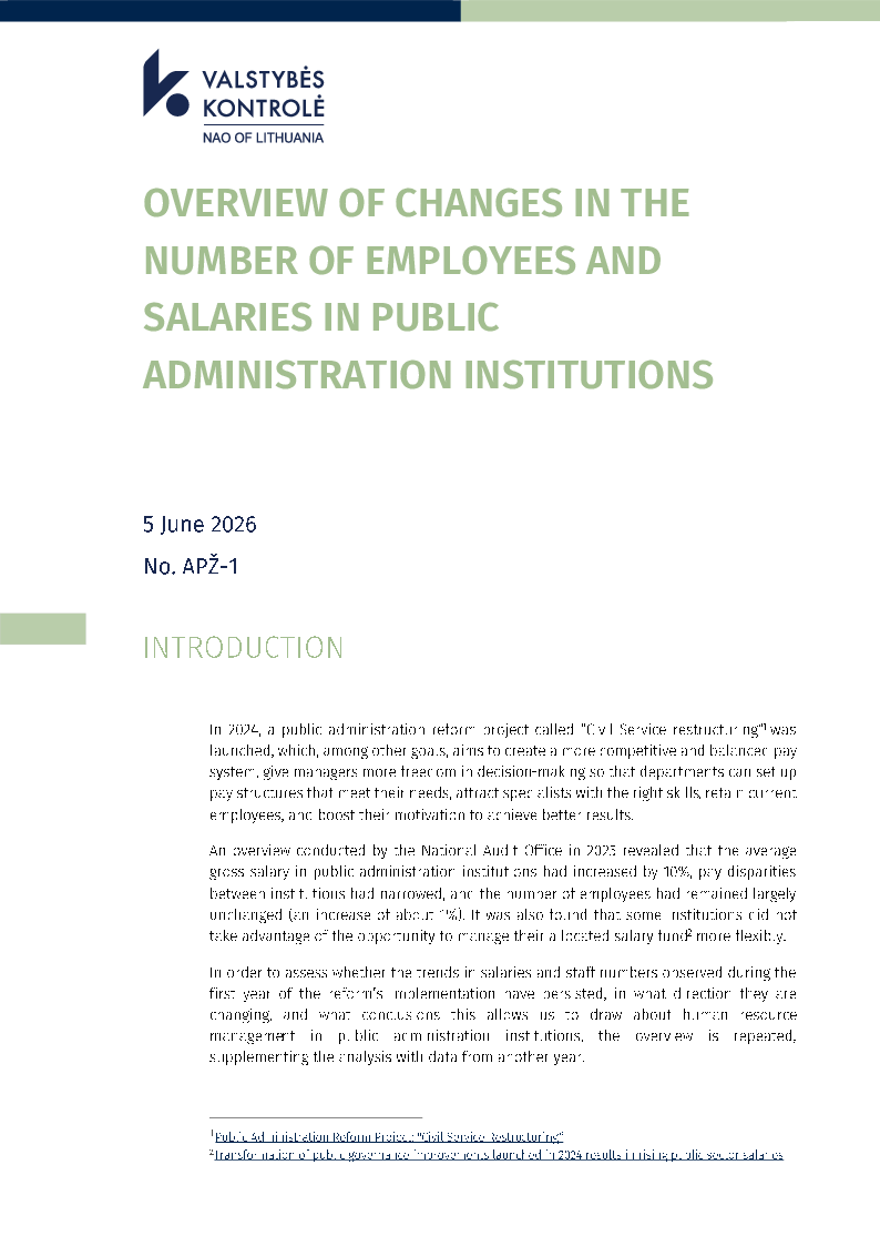 Overview of changes in the number of employees and salaries in public administration institutions                                      