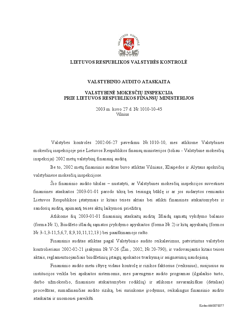 Valstybinė mokesčių inspekcija prie Lietuvos Respublikos finansų ministerijos