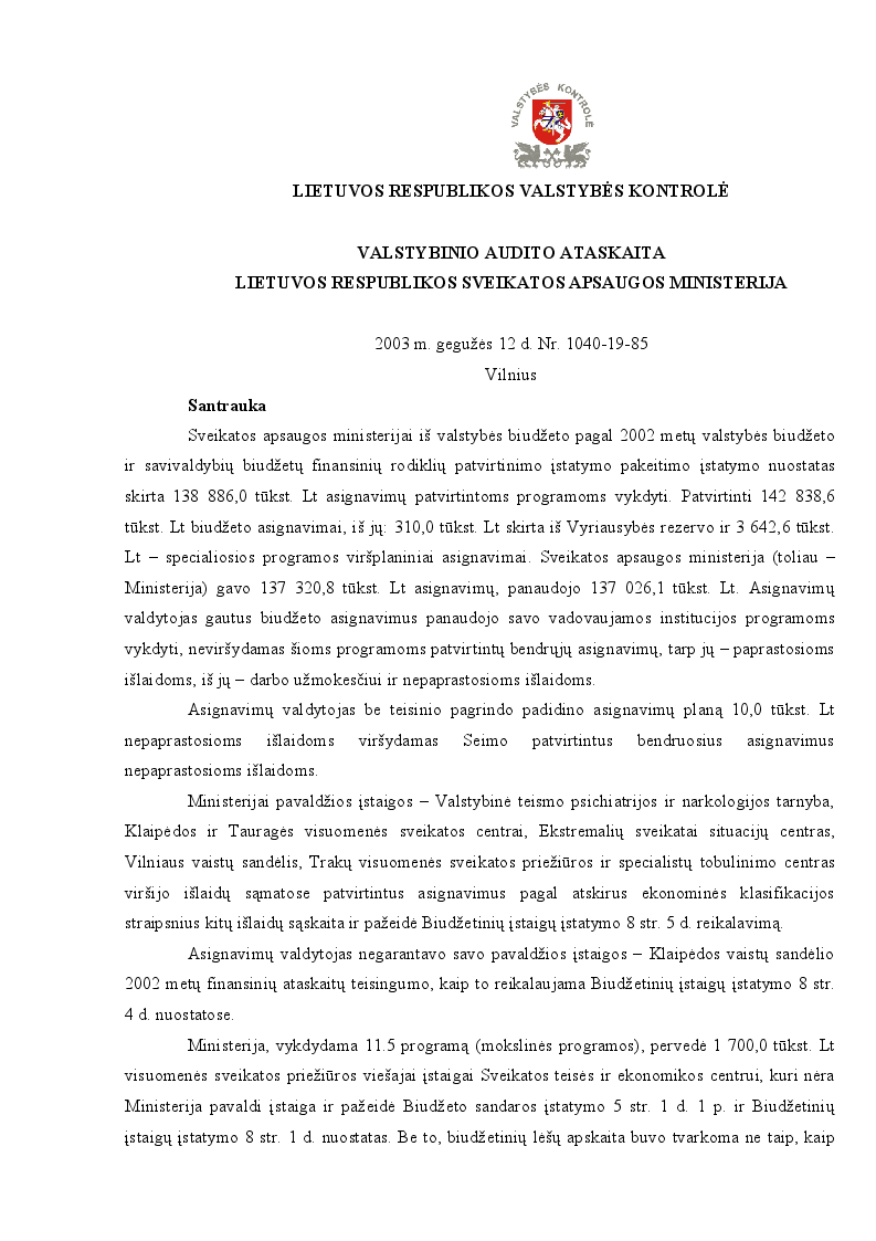 Lietuvos Respublikos sveikatos apsaugos ministerija