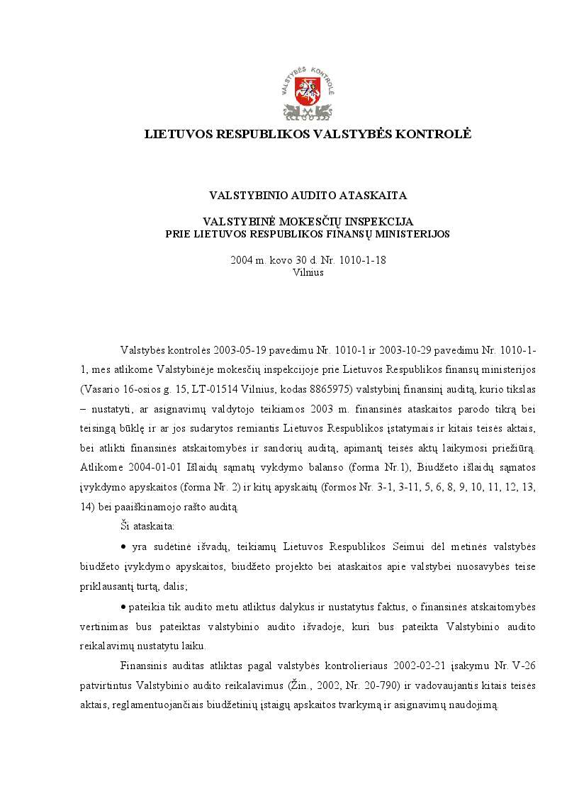 Valstybinė mokesčių inspekcija prie Lietuvos Respublikos finansų ministerijos