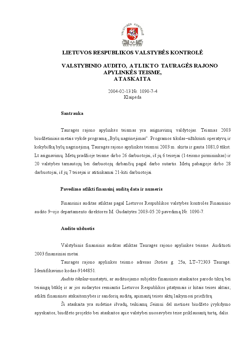 Tauragės rajono apylinkės teismas