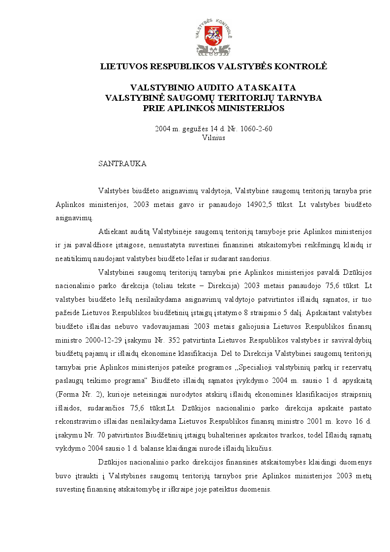 Valstybinė saugomų teritorijų tarnyba prie Aplinkos ministerijos