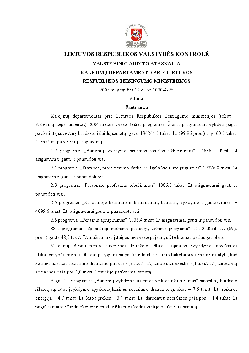 Kalėjimų departamentas prie Lietuvos Respublikos teisingumo ministerijos