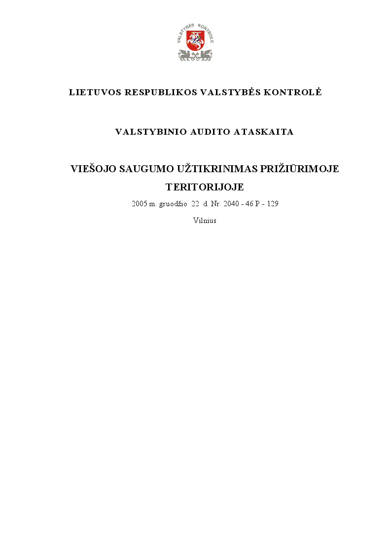 Viešojo saugumo užtikrinimas prižiūrimoje teritorijoje