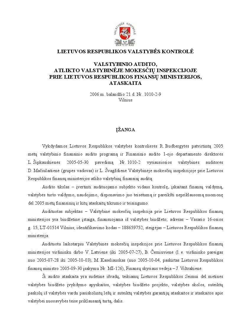 Valstybinė mokesčių inspekcija prie Lietuvos Respublikos finansų ministerijos