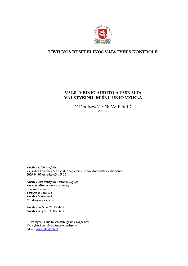 Valstybinių miškų ūkio veikla