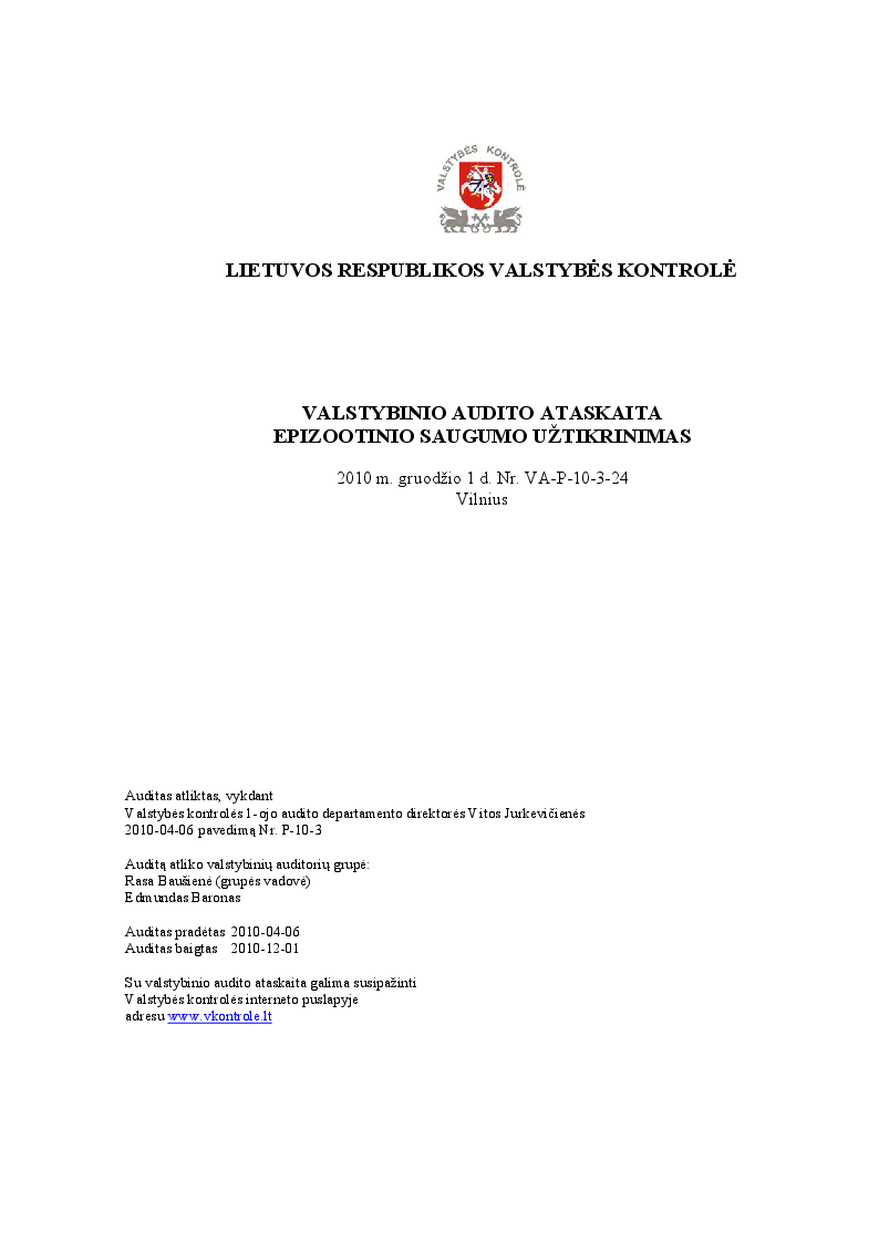 Epizootinio saugumo užtikrinimas
