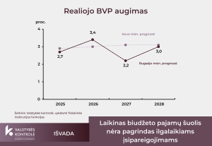 Iliustracija pranešimui spaudai Valstybės kontrolė: laikinas biudžeto pajamų šuolis nėra pagrindas ilgalaikiams įsipareigojimams