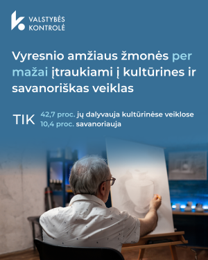 Iliustracija pranešimui spaudai Valstybės kontrolė: vyresnio amžiaus žmonės per mažai įtraukiami į kultūrines ir savanoriškas veiklas 