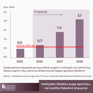 Iliustracija pranešimui spaudai Nepriklausoma fiskalinė institucija įspėja: 2026 m. Lietuvai kyla rizika nesilaikyti fiskalinės drausmės taisyklių