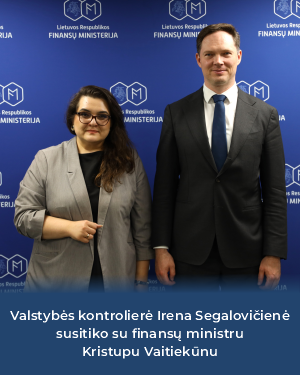 Iliustracija pranešimui spaudai Valstybės kontrolierė su finansų ministru aptarė fiskalinės drausmės, viešojo sektoriaus efektyvumo ir valstybės rezervų klausimus